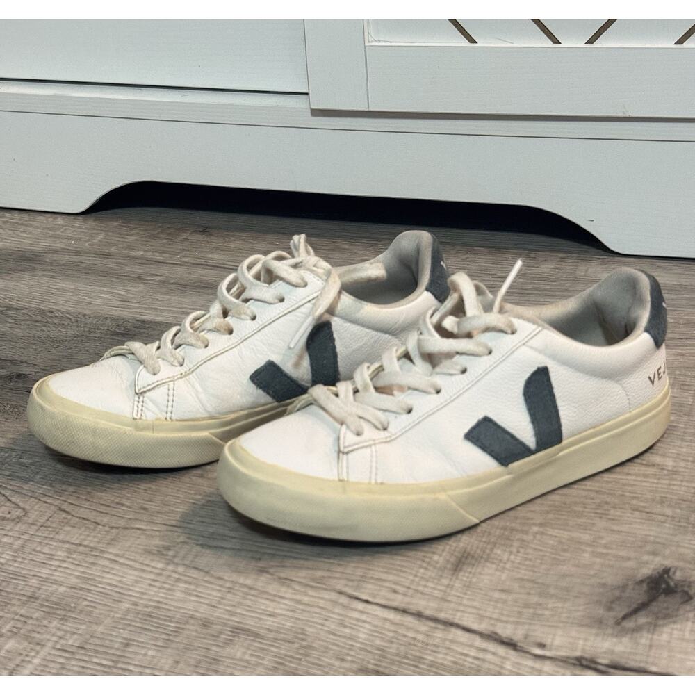 Veja Campo Women’s Sneakers Low Top Sz 6 EU 37 White Blue Suede